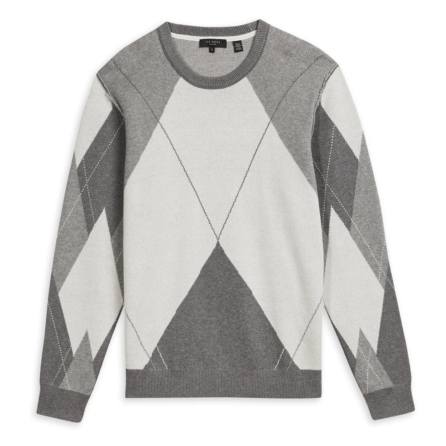 Ted Baker Ted Baker Averbury Dia Crew Sweater for Big & Tall Knitwear Colour Grey 3 Ted Baker Ted Baker Averbury Dia Crew Sweater for Big & Tall Knitwear Colour Grey