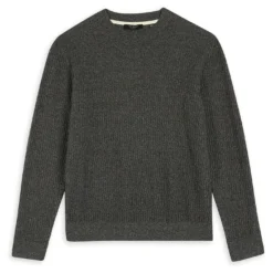 Ted Baker Agarr Textured Crew Sweatshirt for Big & Tall Knitwear Colour Grey