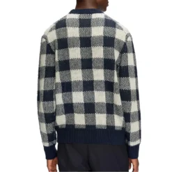 Ted Baker Stirling Check Crew Jumper for Knitwear Colour Navy -Ted Baker shop online 32055218 xxl a2