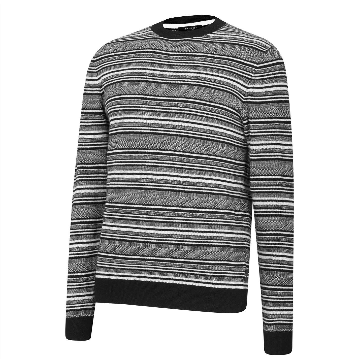 Ted Baker Lowther Stripe Crew Sweater for Big & Tall Knitwear Colour Black 8 Ted Baker Lowther Stripe Crew Sweater for Big & Tall Knitwear Colour Black - Image 6