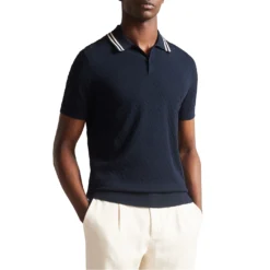 Ted Baker Ted Baker Brooch Knit Polo Shirt Mens for Polo Shirts Colour Navy -Ted Baker shop online 32459818 xxl a2
