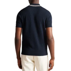 Ted Baker Ted Baker Brooch Knit Polo Shirt Mens for Polo Shirts Colour Navy -Ted Baker shop online 32459818 xxl a3