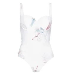 Ted Baker Serene Panel Swimsuit for Bikinis Colour White