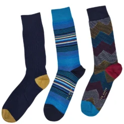 Ted Baker 3 Pack Socks Gift Box for Gifts for Him Colour Assorted Nav