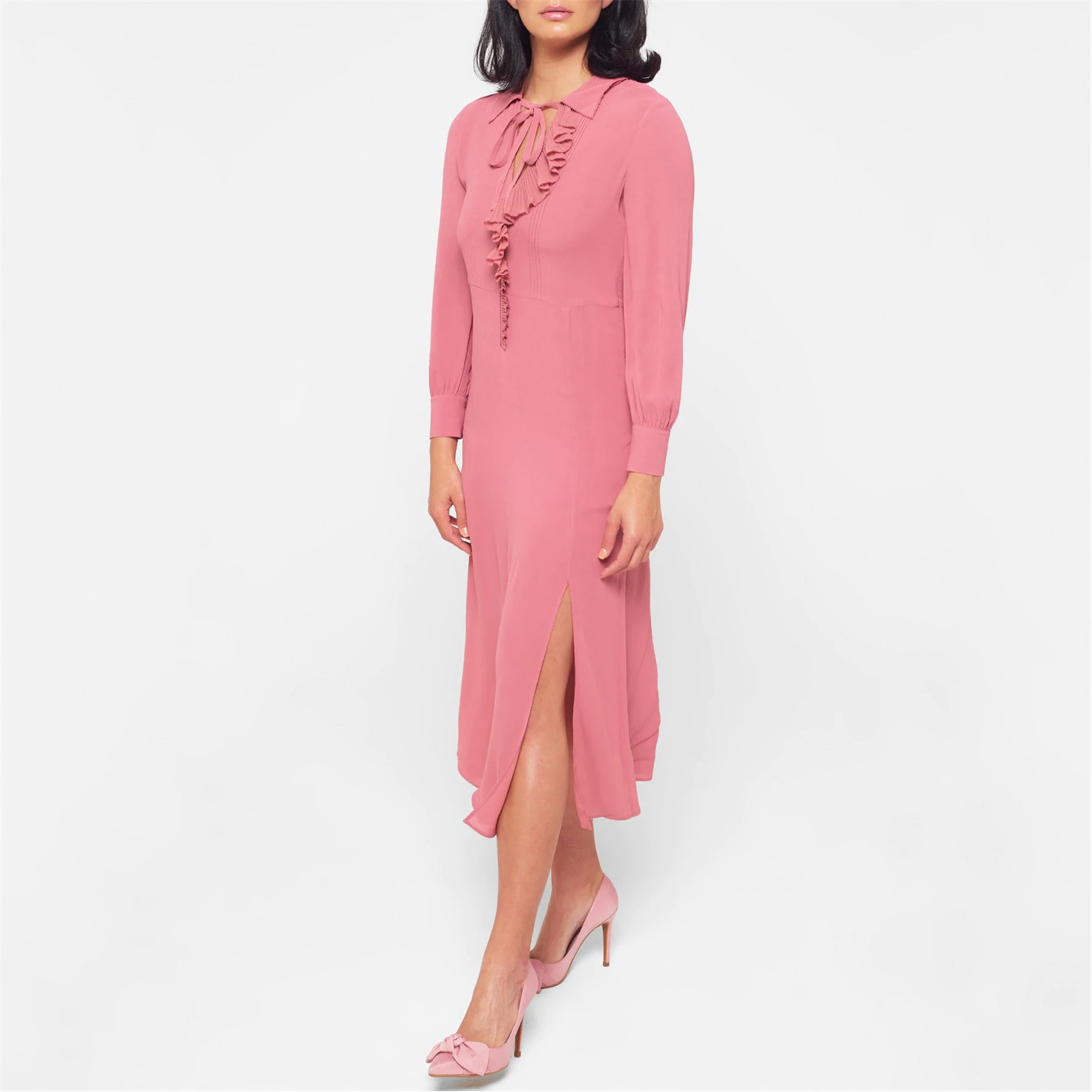 Ted Baker Faith Ruffle Dress for Dresses Colour Mid-Pink 4 Ted Baker Faith Ruffle Dress for Dresses Colour Mid-Pink - Image 2