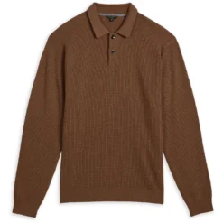 Ted Baker Batha Long Sleeve Polo Shirt for Polo Shirts Colour Camel