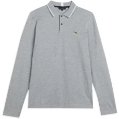 Ted Baker Fulhumm Long Sleeved Polo Shirt for Polo Shirts Colour Lt-Grey