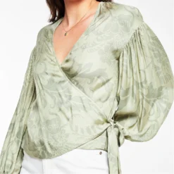 Ted Baker Ted Baker Voilete Wrap Top Womens for Blouses & Shirts Colour Mid-Green -Ted Baker shop online 54413415 xxl a3