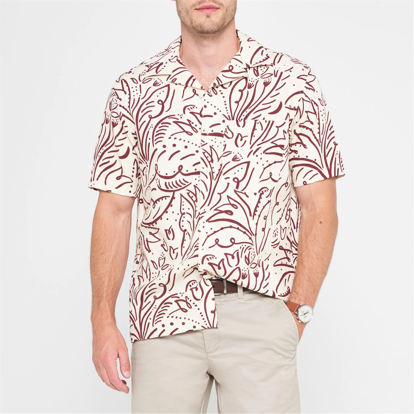 Ted Baker Ted Baker Viktor Floral Short Sleeve Shirt for Casual Shirts Colour Stone 4 Ted Baker Ted Baker Viktor Floral Short Sleeve Shirt for Casual Shirts Colour Stone - Image 2