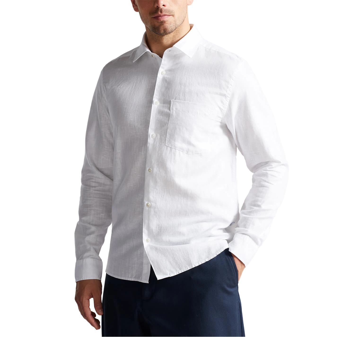 Ted Baker Remark Linen Shirt for Casual Shirts Colour White 5 Ted Baker Remark Linen Shirt for Casual Shirts Colour White - Image 3
