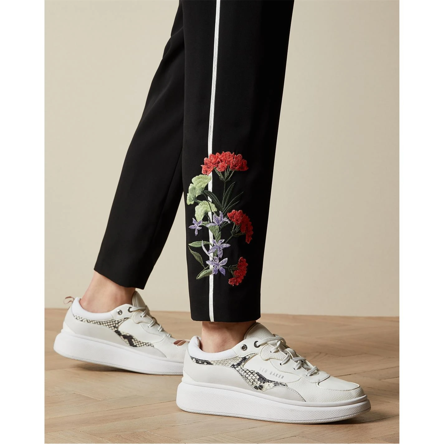 Ted Baker Ted Baker Stripe Embroidered Joggers Womens for Running Trousers Colour Black 6 Ted Baker Ted Baker Stripe Embroidered Joggers Womens for Running Trousers Colour Black - Image 4