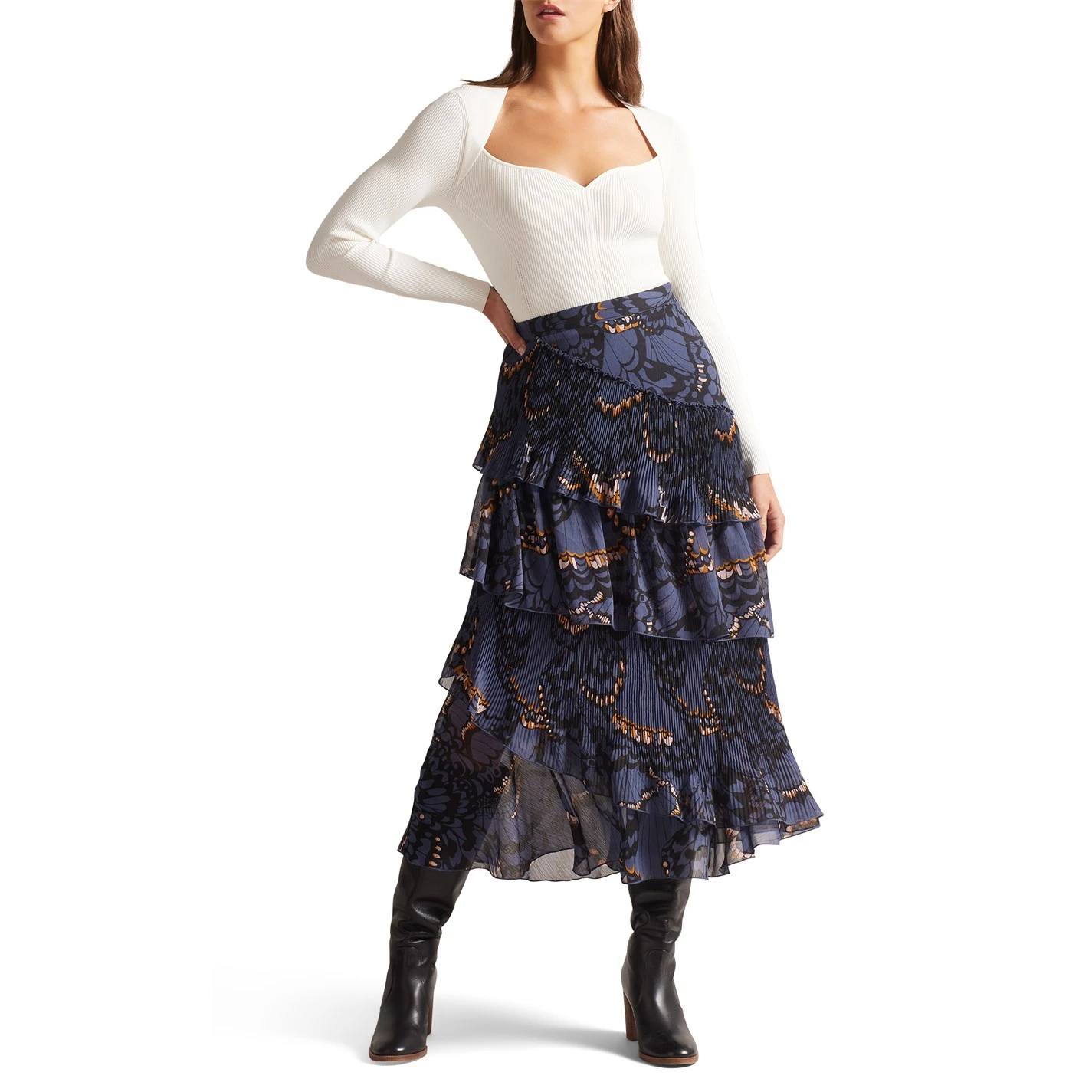 Ted Baker Furela Midi Skirt for Skirts Colour Navy 4 Ted Baker Furela Midi Skirt for Skirts Colour Navy - Image 2