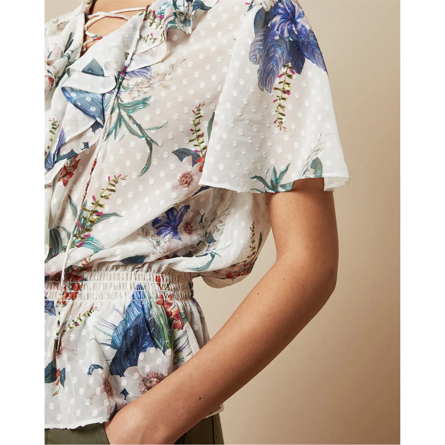 Ted Baker Ruffle Tie Top for Tops Colour Ivory 4 Ted Baker Ruffle Tie Top for Tops Colour Ivory - Image 2