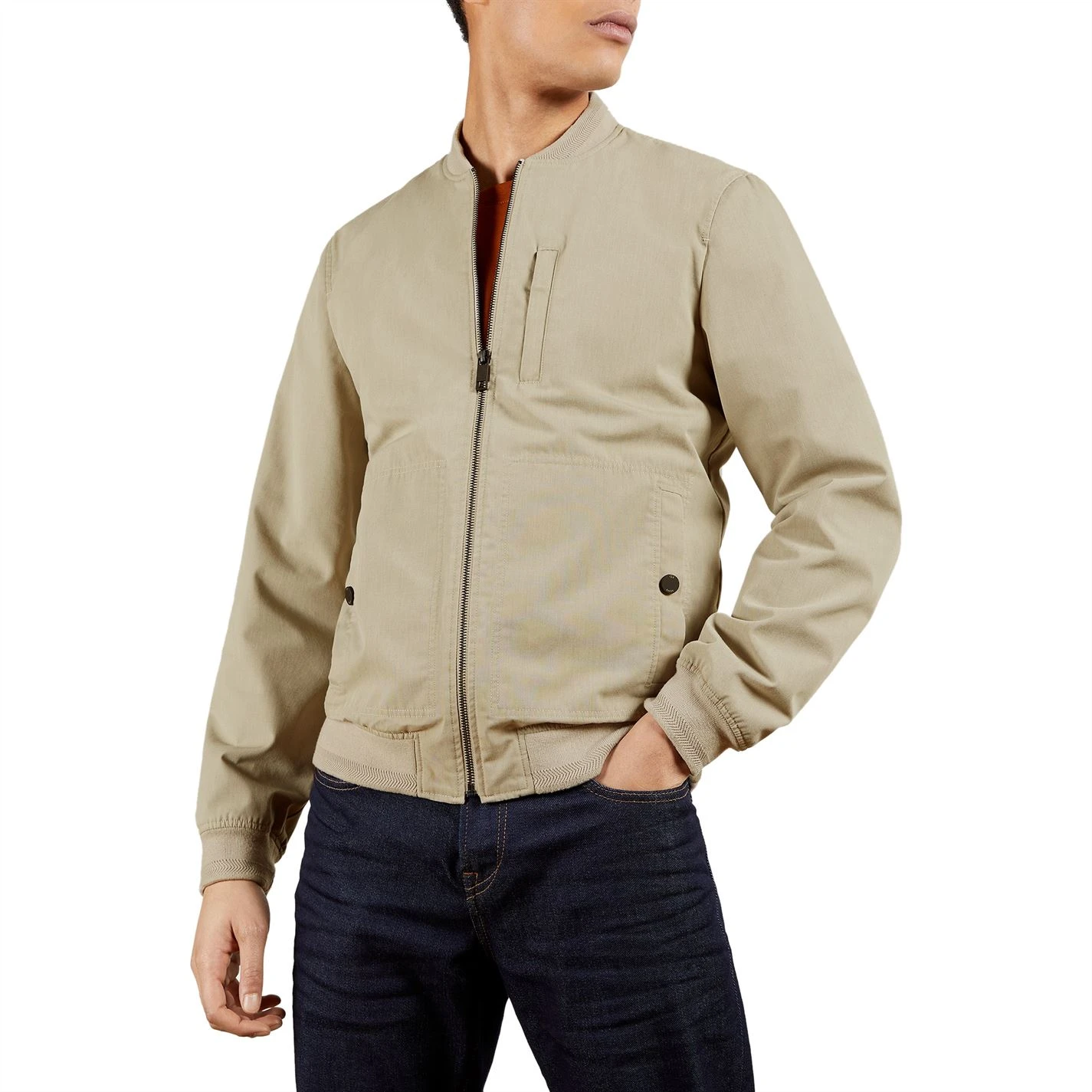 Ted Baker Bars Bomber Jacket for Big & Tall Coats & Jackets Colour Stone 4 Ted Baker Bars Bomber Jacket for Big & Tall Coats & Jackets Colour Stone - Image 2