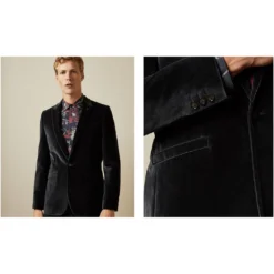 Ted Baker Galway Velvet Blazer for Coats & Jackets Colour Grey -Ted Baker shop online 61198402 xxl a2