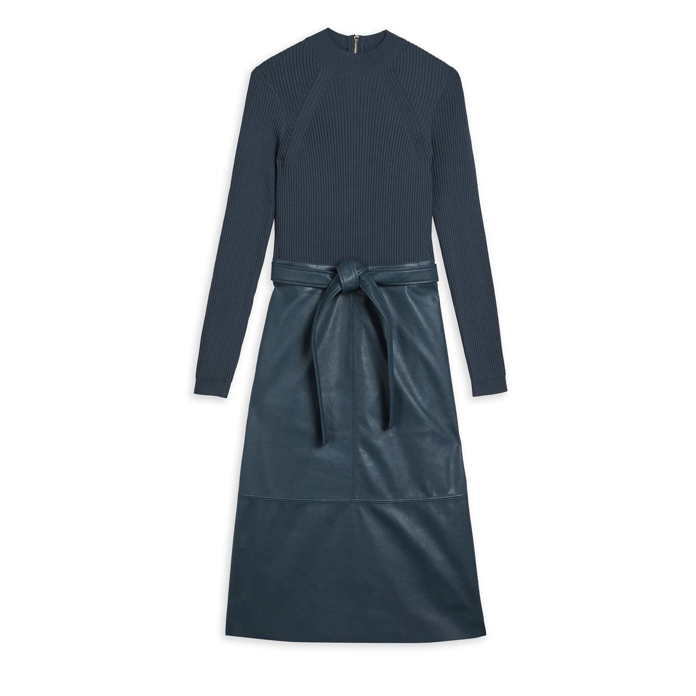 Ted Baker Alltaa Knit And Faux Leather Dress for Dresses Colour Midnight 3 Ted Baker Alltaa Knit And Faux Leather Dress for Dresses Colour Midnight