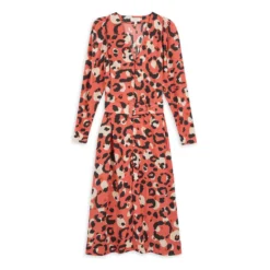 Ted Baker Ted Leopard Isbeil Midi A Line Dress for Dresses Colour Coral