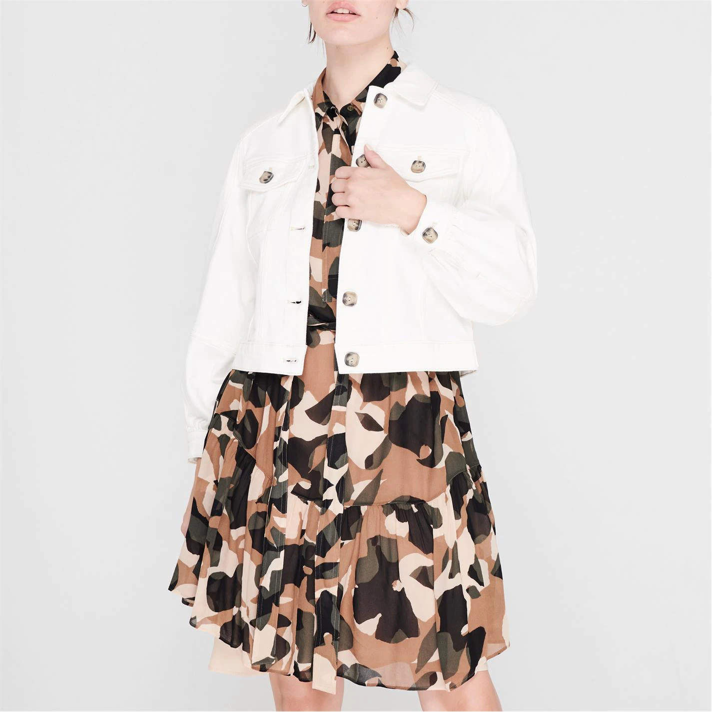 Ted Baker Consse Denim Jacket for Coats & Jackets Colour Cream 4 Ted Baker Consse Denim Jacket for Coats & Jackets Colour Cream - Image 2