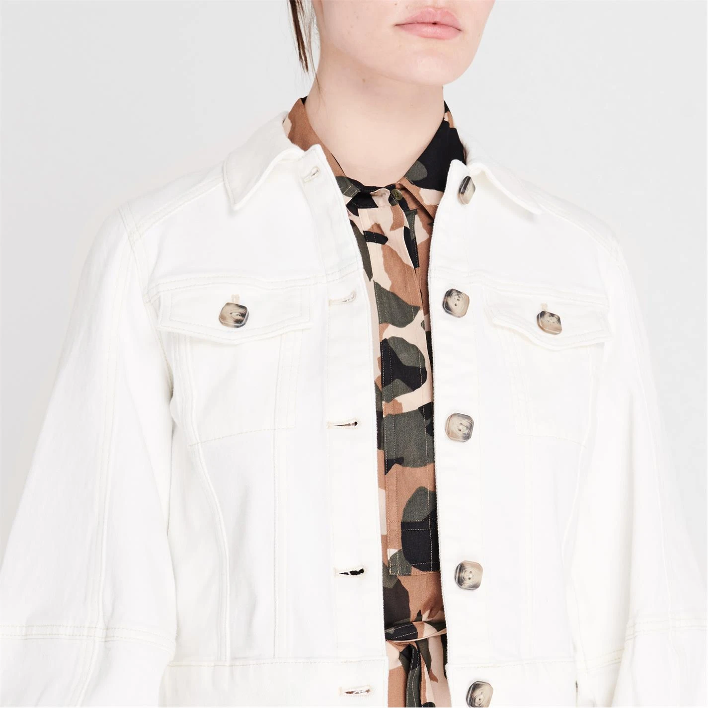 Ted Baker Consse Denim Jacket for Coats & Jackets Colour Cream 6 Ted Baker Consse Denim Jacket for Coats & Jackets Colour Cream - Image 4