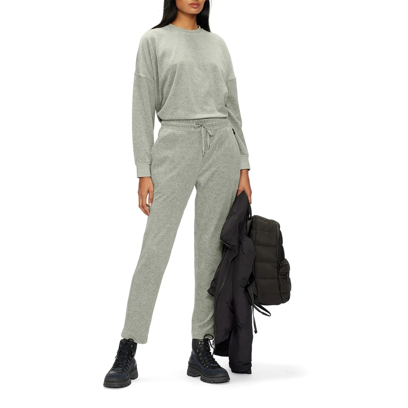 Ted Baker Naseera Velour Sweatshirt for Hoodies and Sweatshirts Colour Mid Grey 6 Ted Baker Naseera Velour Sweatshirt for Hoodies and Sweatshirts Colour Mid Grey - Image 4