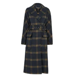 Ted Baker Adelyyn Check Coat for Coats & Jackets Colour Dk Navy