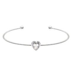 Ted Baker HASINA Crystal Heart Ultra Fine Cuff for Bracelets & Bangles Colour Silver/Crystal